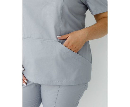 Изображение 4 Медицинская рубашка женская Топаз серая +SIZE р. 60, "БЕЛЫЙ ХАЛАТ" 386-328-705, Размер: 60, Цвет: серый