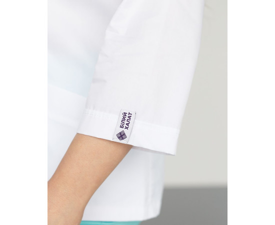 Изображение 4 Медицинская рубашка женская Сакура белый-мятный +SIZE р. 60, "БЕЛЫЙ ХАЛАТ" 428-464-679, Размер: 60, Цвет: белый-мятный