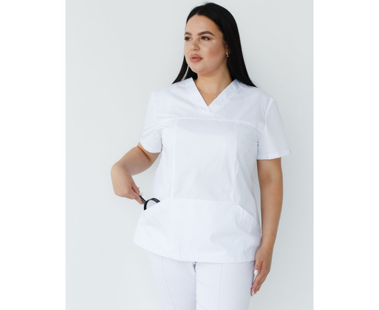 Изображение 5 Медицинская рубашка женская Топаз белая +SIZE р. 58, "БЕЛЫЙ ХАЛАТ" 386-324-705, Размер: 58, Цвет: белый