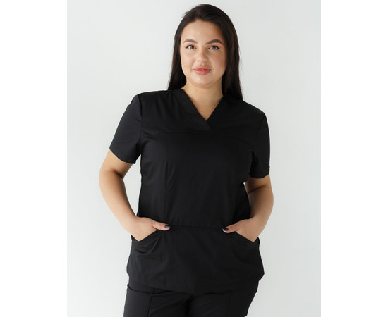 Изображение 6 Медицинская рубашка женская Топаз черная +SIZE р. 60, "БЕЛЫЙ ХАЛАТ" 386-321-705, Размер: 60, Цвет: черный
