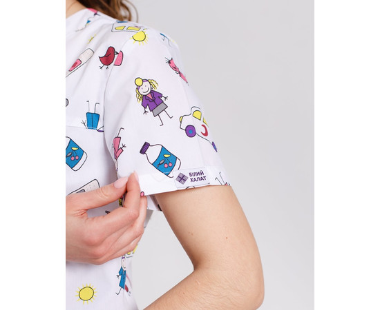 Изображение 6 Медицинская рубашка женская Топаз принт MediKids р. 46, "БЕЛЫЙ ХАЛАТ" 126-324-774, Размер: 46, Цвет: medi kids
