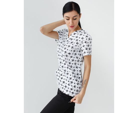 Изображение 6 Медицинская рубашка женская Топаз принт черепа белые р. 54, "БЕЛЫЙ ХАЛАТ" 164-324-666, Размер: 54, Цвет: черепа белые