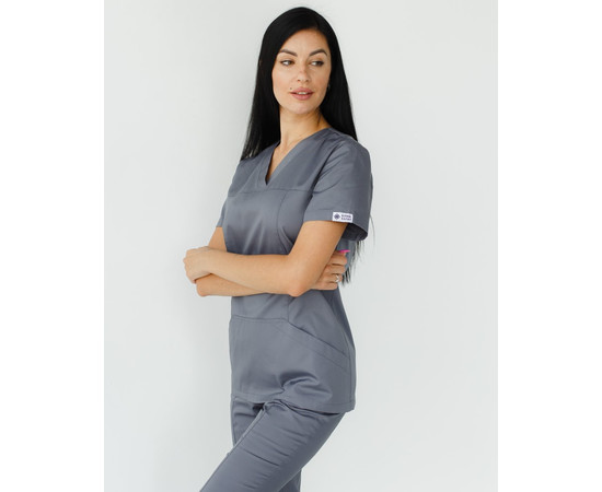 Зображення 6 Медична сорочка жіноча Топаз темно-сіра р. 48, "БІЛИЙ ХАЛАТ" 164-408-705, Розмір: 48, Цвет: темно-сірий