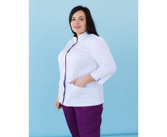 Зображення 7 Сорочка жіноча Сакура білий-фіолетовий +SIZE р. 58, "БІЛИЙ ХАЛАТ" 311-346-679, Розмір: 58, Цвет: білий-фіолетовий