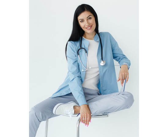 Зображення 3 Медична сорочка жіноча Стефанія сіро-блакитна р. 52, "БІЛИЙ ХАЛАТ" 402-458-821, Розмір: 52, Цвет: сіро-блакитний