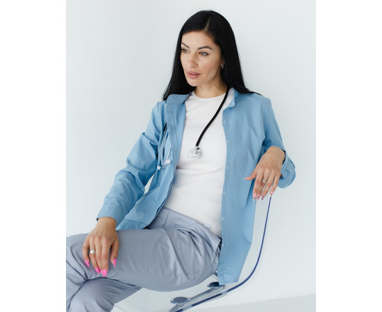 Зображення 5 Медична сорочка жіноча Стефанія сіро-блакитна р. 52, "БІЛИЙ ХАЛАТ" 402-458-821, Розмір: 52, Цвет: сіро-блакитний