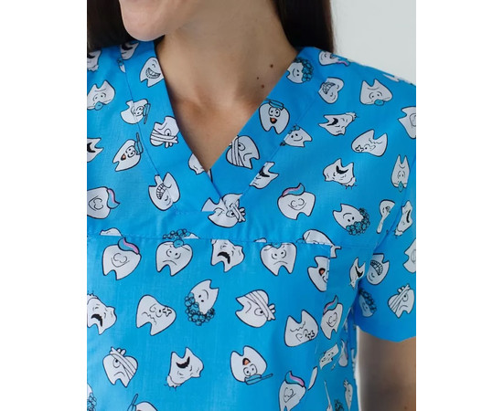 Зображення 3 Медична сорочка жіноча Топаз принт Dentist blue р. 42, "БІЛИЙ ХАЛАТ" 126-376-776, Розмір: 42, Цвет: dentist blue