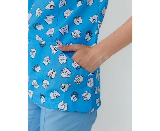 Зображення 4 Медична сорочка жіноча Топаз принт Dentist blue р. 42, "БІЛИЙ ХАЛАТ" 126-376-776, Розмір: 42, Цвет: dentist blue