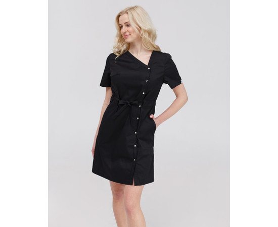 Изображение 3 Медицинская туника женская Наоми черная р. 52, "БЕЛЫЙ ХАЛАТ" 151-321-679, Размер: 52, Цвет: черный
