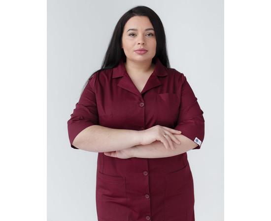 Изображение 2 Медицинский халат женский Софи марсала +SIZE р. 56, "БЕЛЫЙ ХАЛАТ" 306-326-677, Размер: 56, Цвет: марсала