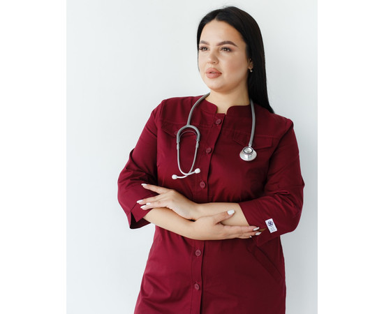 Изображение 3 Медицинский халат женский Валери марсала +SIZE р. 52, "БЕЛЫЙ ХАЛАТ" 156-326-677, Размер: 52, Цвет: марсала