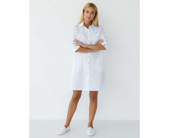 Зображення 2 Медичний халат жіночий Манхеттен білий-сірий р. 50, "БІЛИЙ ХАЛАТ" 157-366-679, Розмір: 50, Цвет: білий Сірий