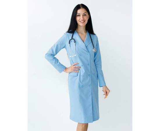 Зображення 3 Медичний жіночий халат Моніка блакитний р. 52, "БІЛИЙ ХАЛАТ" 356-333-677, Розмір: 52, Цвет: блакитний