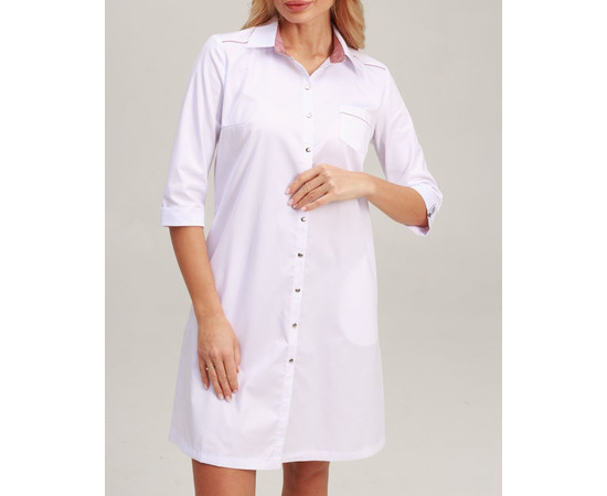 Зображення 3 Медичний халат жіночий Манхеттен білий з попелясто-рожевим р. 46, "БІЛИЙ ХАЛАТ" 157-481-679, Розмір: 46, Цвет: попелясто-рожевий