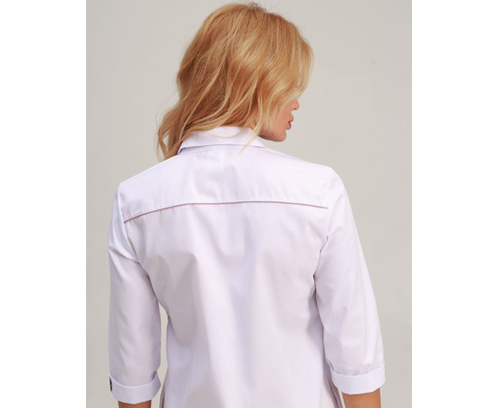 Зображення 6 Медичний халат жіночий Манхеттен білий з попелясто-рожевим р. 46, "БІЛИЙ ХАЛАТ" 157-481-679, Розмір: 46, Цвет: попелясто-рожевий