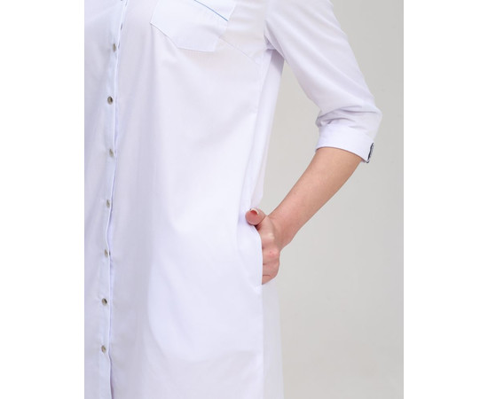 Зображення 4 Медичний халат жіночий Манхеттен білий-блакитний р. 52, "БІЛИЙ ХАЛАТ" 157-372-679, Розмір: 52, Цвет: білий-блакитний