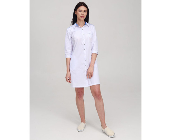 Зображення 5 Медичний халат жіночий Манхеттен білий-блакитний р. 48, "БІЛИЙ ХАЛАТ" 157-372-679, Розмір: 48, Цвет: білий-блакитний