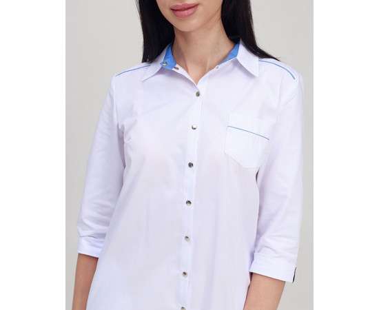 Зображення 3 Медичний халат жіночий Манхеттен білий-блакитний р. 42, "БІЛИЙ ХАЛАТ" 157-372-679, Розмір: 42, Цвет: білий-блакитний