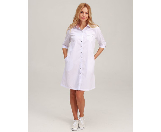 Зображення 7 Медичний халат жіночий Манхеттен білий з попелясто-рожевим р. 42, "БІЛИЙ ХАЛАТ" 157-481-679, Розмір: 42, Цвет: попелясто-рожевий