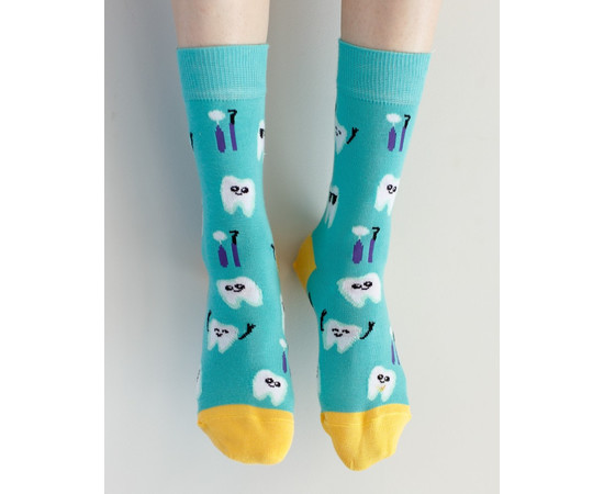 Изображение 2 Медицинские носки с принтом Teeth Mint р. 41-44, "БЕЛЫЙ ХАЛАТ" 143-332-622, Размер: 41-44, Цвет: мятный