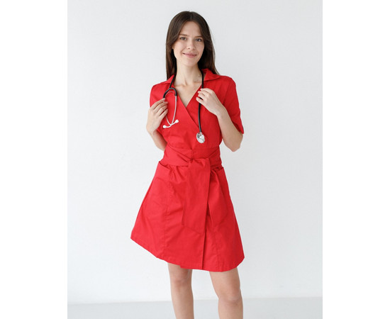 Зображення 2 Медичний жіночий халат Токіо на гудзиках червоний р. 48, "БІЛИЙ ХАЛАТ" 162-339-677, Розмір: 48, Цвет: червоний