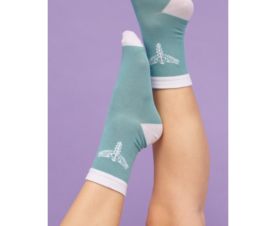 Зображення 2 Медичні шкарпетки з принтом Caduceus (м'ятні) р. 36-40, "БІЛИЙ ХАЛАТ" 143-332-836, Розмір: 36-40, Цвет: м'ятний