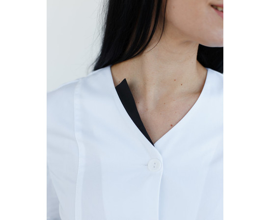 Зображення 2 Медичний жіночий халат Олівія на гудзиках білий-чорний р. 46, "БІЛИЙ ХАЛАТ" 159-347-677, Розмір: 46, Цвет: білий чорний