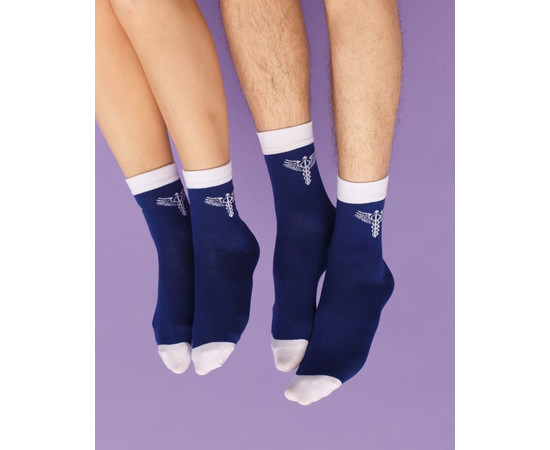 Зображення 2 Медичні шкарпетки із принтом Caduceus (сині) р. 41-44, "БІЛИЙ ХАЛАТ" 179-360-758, Розмір: 41-44, Цвет: синий