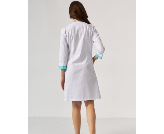Изображение 2 Медицинский халат женский Оливия на пуговицах белый-ментол р. 52, "БЕЛЫЙ ХАЛАТ" 159-464-677, Размер: 52, Цвет: белый