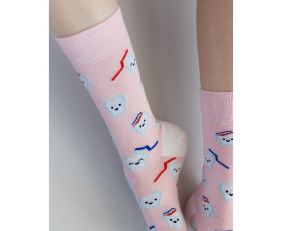 Изображение 2 Медицинские носки с принтом Teeth Rose р. 36-40, "БЕЛЫЙ ХАЛАТ" 143-337-625, Размер: 36-40, Цвет: розовый