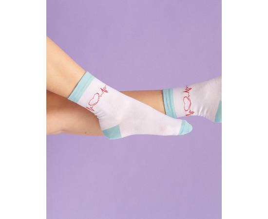 Зображення 2 Медичні шкарпетки з принтом Heartbeat р. 36-40, "БІЛИЙ ХАЛАТ" 143-442-730