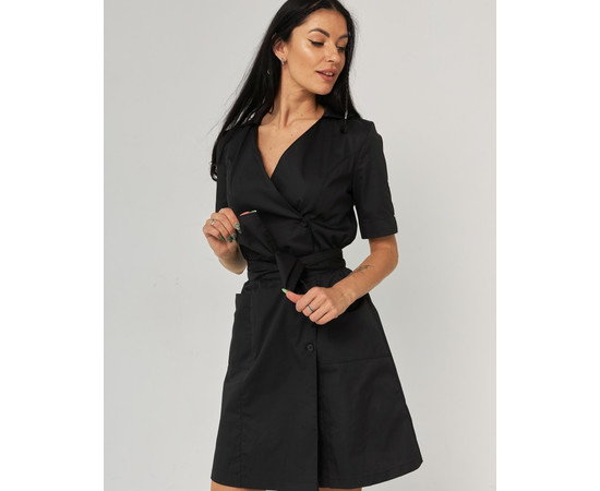 Зображення 3 Медичний жіночий халат Токіо на гудзиках чорний р. 40, "БІЛИЙ ХАЛАТ" 162-321-677, Розмір: 40, Цвет: чорний