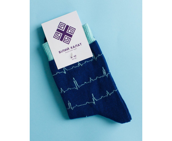 Зображення 3 Медичні шкарпетки з принтом Cardio blue р. 36-40, "БІЛИЙ ХАЛАТ" 143-322-758, Розмір: 36-40, Цвет: синий