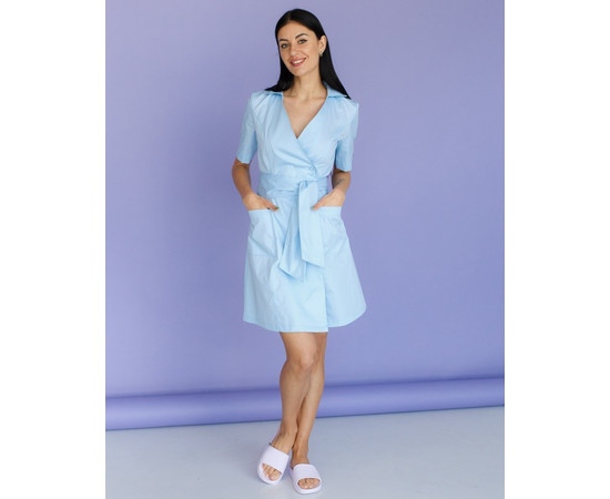 Зображення 3 Медичний жіночий халат Токіо на гудзиках блакитний р. 40, "БІЛИЙ ХАЛАТ" 162-462-677, Розмір: 40, Цвет: лазурный
