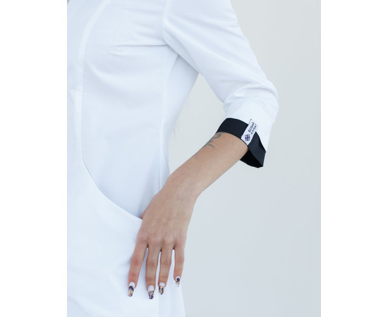 Зображення 3 Медичний жіночий халат Олівія на гудзиках білий-чорний р. 48, "БІЛИЙ ХАЛАТ" 159-347-677, Розмір: 48, Цвет: білий чорний