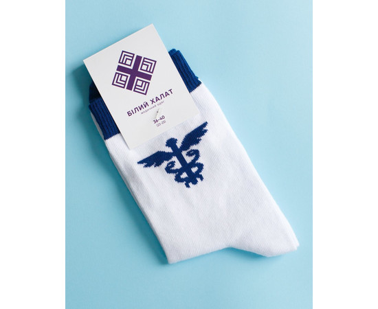 Зображення 3 Медичні шкарпетки з принтом Кадуцей (білі) р. 36-40, "БІЛИЙ ХАЛАТ" 143-324-836, Розмір: 36-40, Цвет: білий