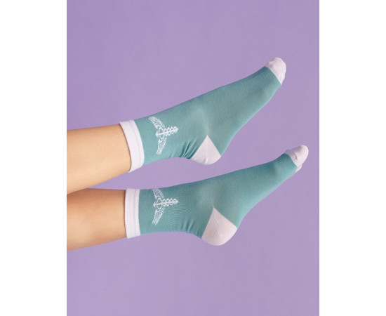 Зображення 3 Медичні шкарпетки з принтом Caduceus (м'ятні) р. 36-40, "БІЛИЙ ХАЛАТ" 143-332-836, Розмір: 36-40, Цвет: м'ятний