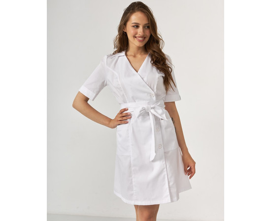 Изображение 3 Медицинский халат женский Токио на пуговицах белый р. 40, "БЕЛЫЙ ХАЛАТ" 162-324-677, Размер: 40, Цвет: белый