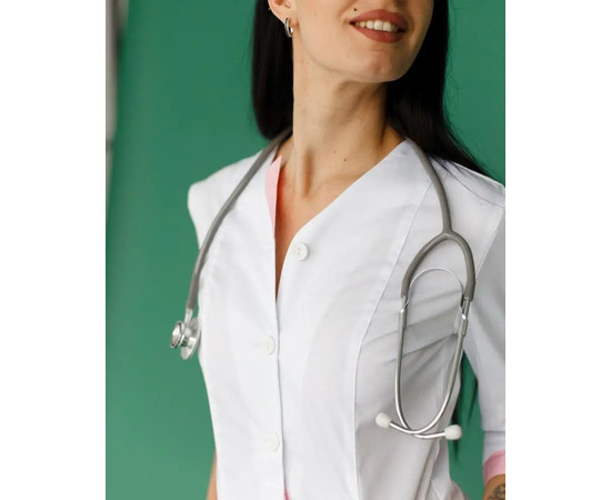 Зображення 6 Медичний жіночий халат Олівія на гудзиках білий-рожевий р. 40, "БІЛИЙ ХАЛАТ" 159-363-677, Розмір: 40, Цвет: білий-рожевий