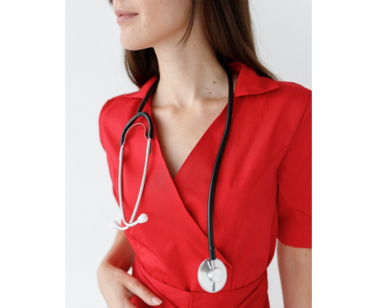 Зображення 4 Медичний жіночий халат Токіо на гудзиках червоний р. 48, "БІЛИЙ ХАЛАТ" 162-339-677, Розмір: 48, Цвет: червоний