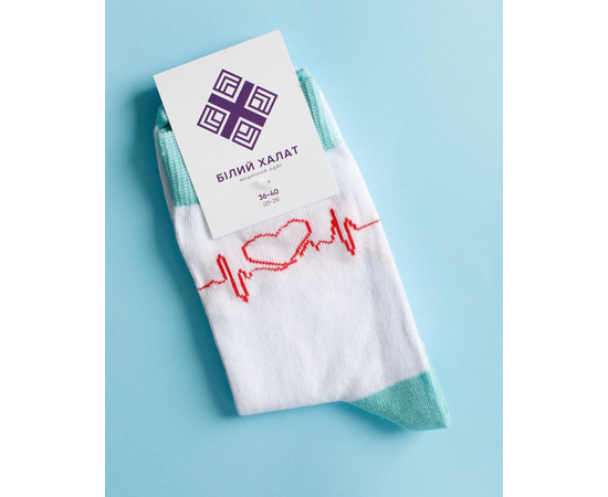 Зображення 4 Медичні шкарпетки з принтом Heartbeat р. 36-40, "БІЛИЙ ХАЛАТ" 143-442-730