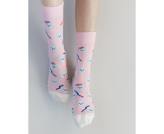 Изображение 4 Медицинские носки с принтом Teeth Rose р. 36-40, "БЕЛЫЙ ХАЛАТ" 143-337-625, Размер: 36-40, Цвет: розовый