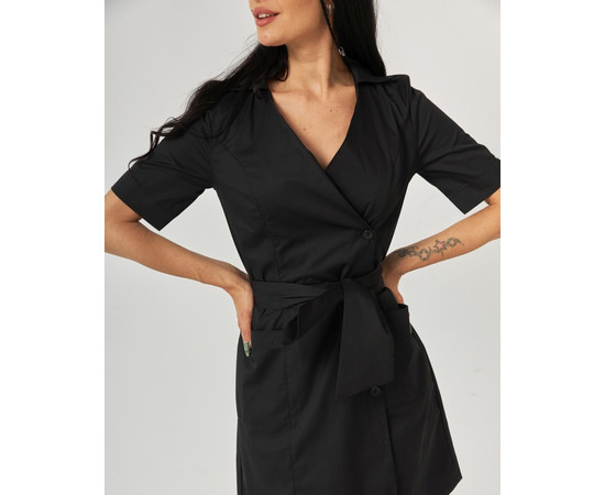 Зображення 4 Медичний жіночий халат Токіо на гудзиках чорний р. 46, "БІЛИЙ ХАЛАТ" 162-321-677, Розмір: 46, Цвет: чорний