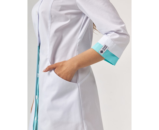 Зображення 5 Медичний жіночий халат Олівія на гудзиках білий-ментол р. 42, "БІЛИЙ ХАЛАТ" 159-464-677, Розмір: 42, Цвет: білий