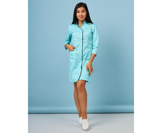 Изображение 6 Медицинский халат женский Сакура мятный-серый р. 44, "БЕЛЫЙ ХАЛАТ" 160-356-678, Размер: 44, Цвет: мятный-серый