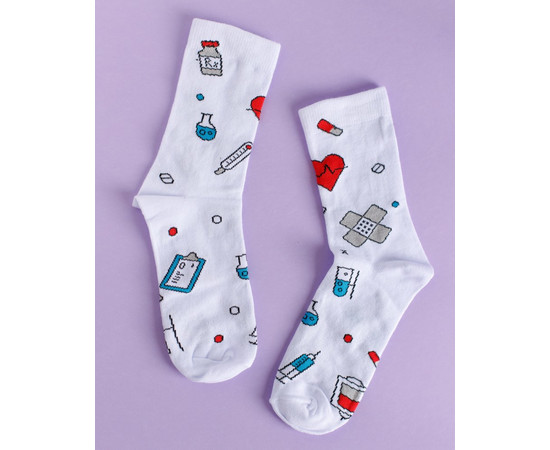 Зображення 6 Медичні шкарпетки з принтом Hospital р. 36-40, "БІЛИЙ ХАЛАТ" 143-324-872, Розмір: 36-40, Цвет: білий
