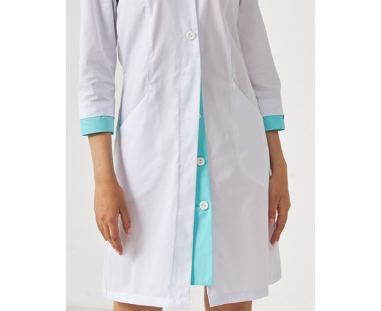 Зображення 7 Медичний жіночий халат Олівія на гудзиках білий-ментол р. 42, "БІЛИЙ ХАЛАТ" 159-464-677, Розмір: 42, Цвет: білий