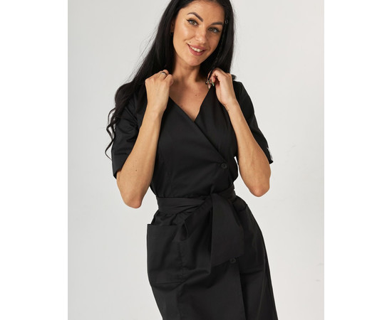 Зображення 7 Медичний жіночий халат Токіо на гудзиках чорний р. 44, "БІЛИЙ ХАЛАТ" 162-321-677, Розмір: 44, Цвет: чорний