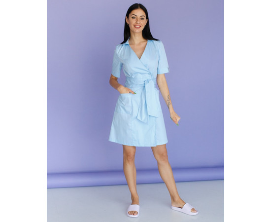 Зображення 8 Медичний жіночий халат Токіо на гудзиках блакитний р. 48, "БІЛИЙ ХАЛАТ" 162-462-677, Розмір: 48, Цвет: лазурный