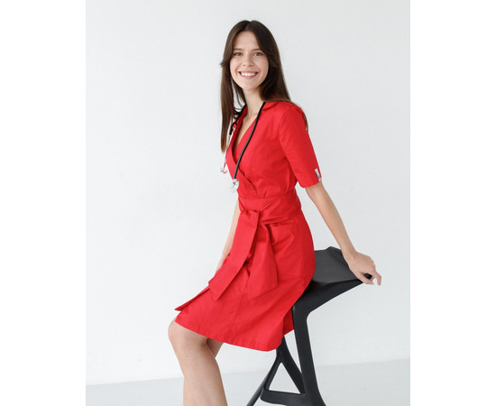 Зображення 8 Медичний жіночий халат Токіо на гудзиках червоний р. 48, "БІЛИЙ ХАЛАТ" 162-339-677, Розмір: 48, Цвет: червоний